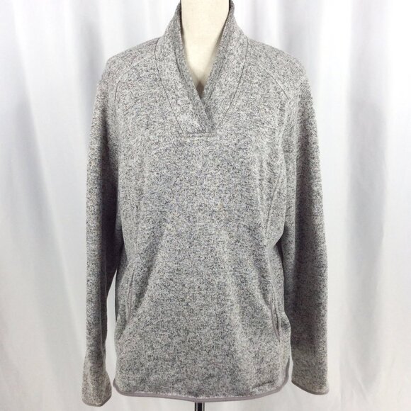 Eddie Bauer Radiator Fleece Pullover Sweatshirt Womens 2XL Gray V-Neck Pockets - Picture 1 of 8